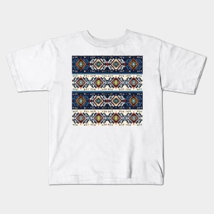 Aztec pattern tribal style native background bold colors mexican design Kids T-Shirt